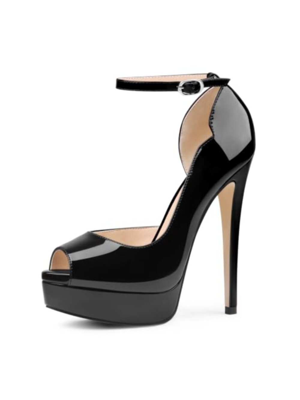 Peep Toe Platform Stiletto Heels Patent Pumps Formal Evening